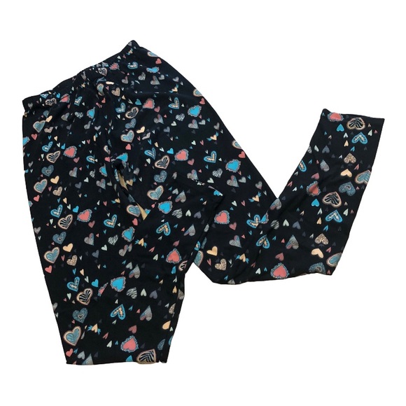 Leggings Depot Valentine Hearts multi on black 💕 - Picture 1 of 5